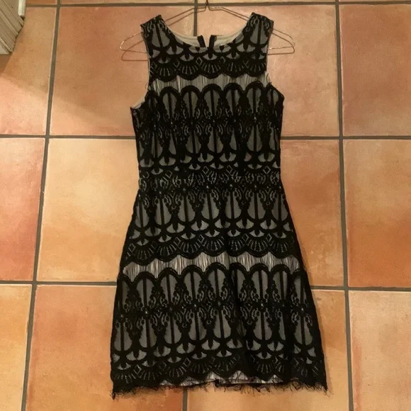 Blu Pepper black lace dress with nude lining. Size small.